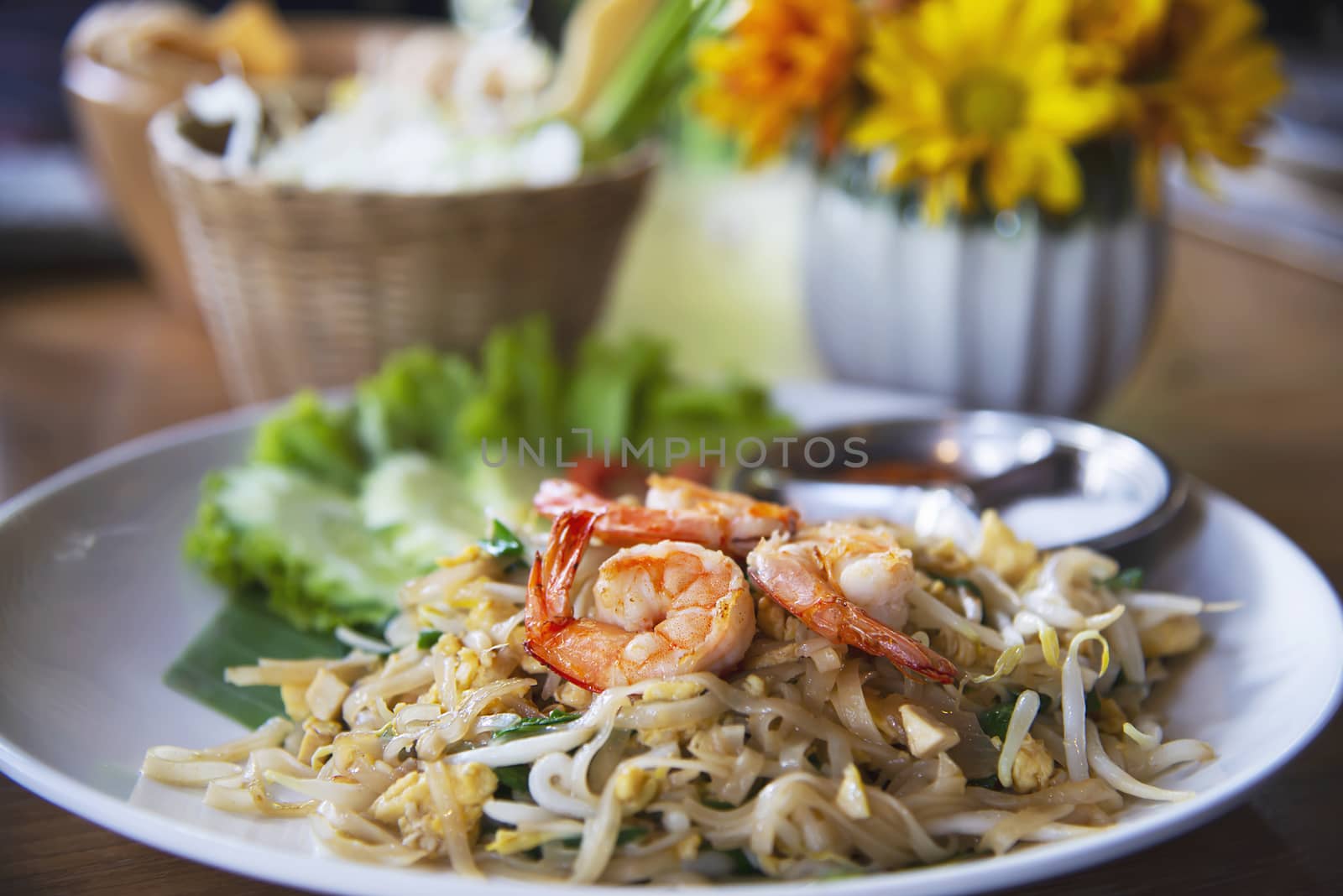 Thai fried noodle with shrimp named Pad Thai - Thai famous food recipe by pairhandmade