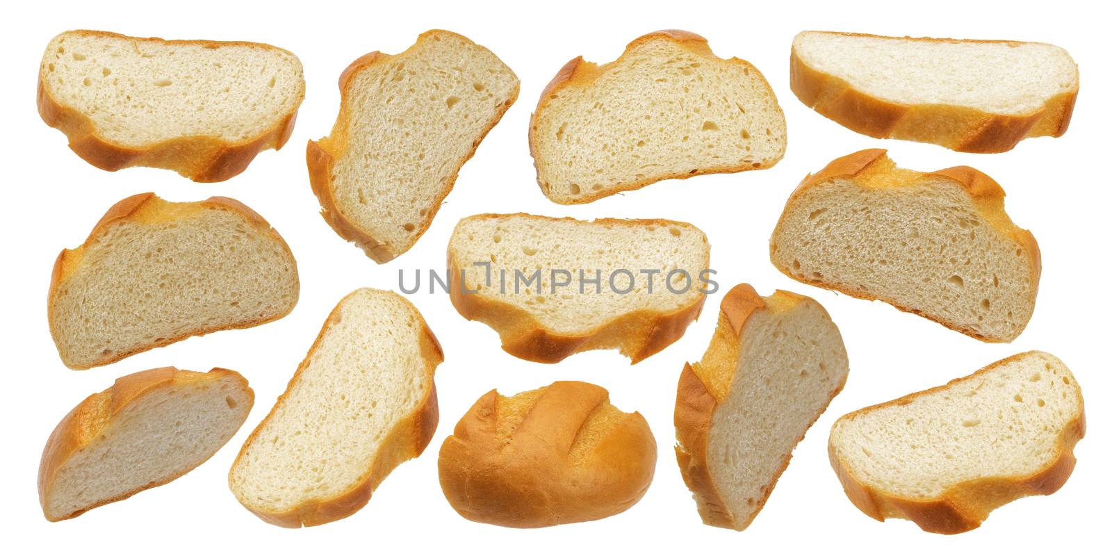 Slices of white bread isolated on white background by xamtiw