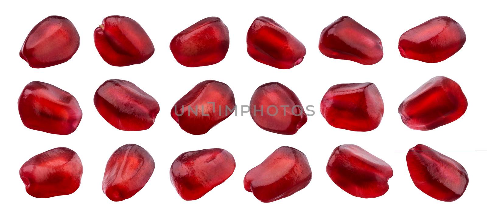 Pomegranate seeds isolated on white background, close-up. Collection by xamtiw