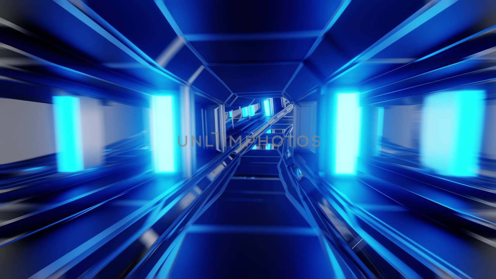 futuristic scifi space hangar tunnel corridor with glass windows 3d rendering background wallpaper, by tunnelmotions