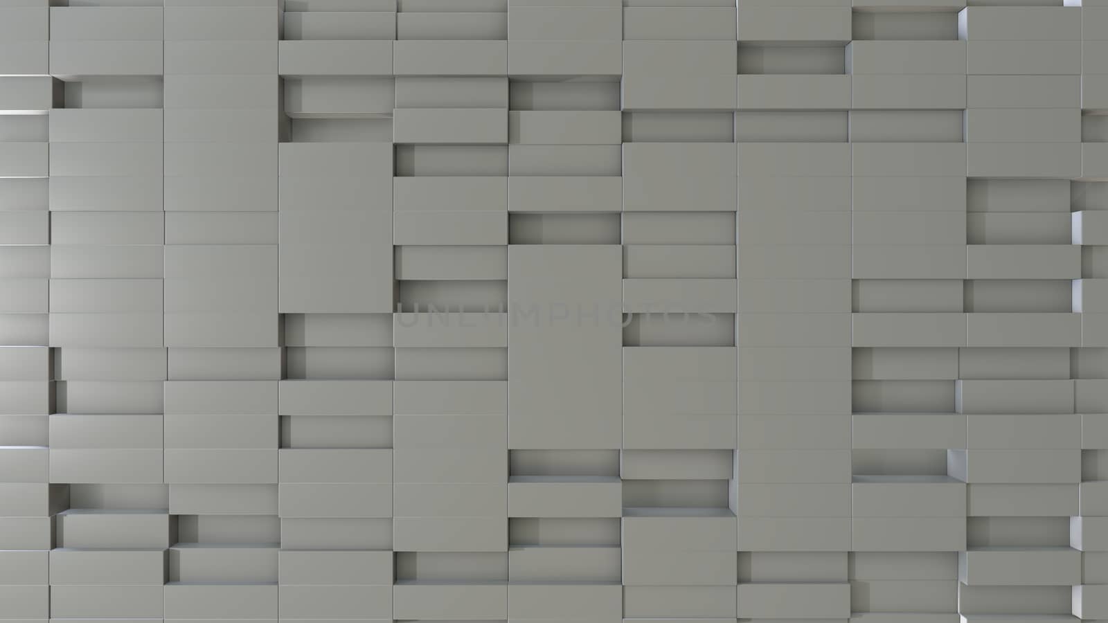 Abstract 3D illustration of white cubes background. Random displacement. Good background