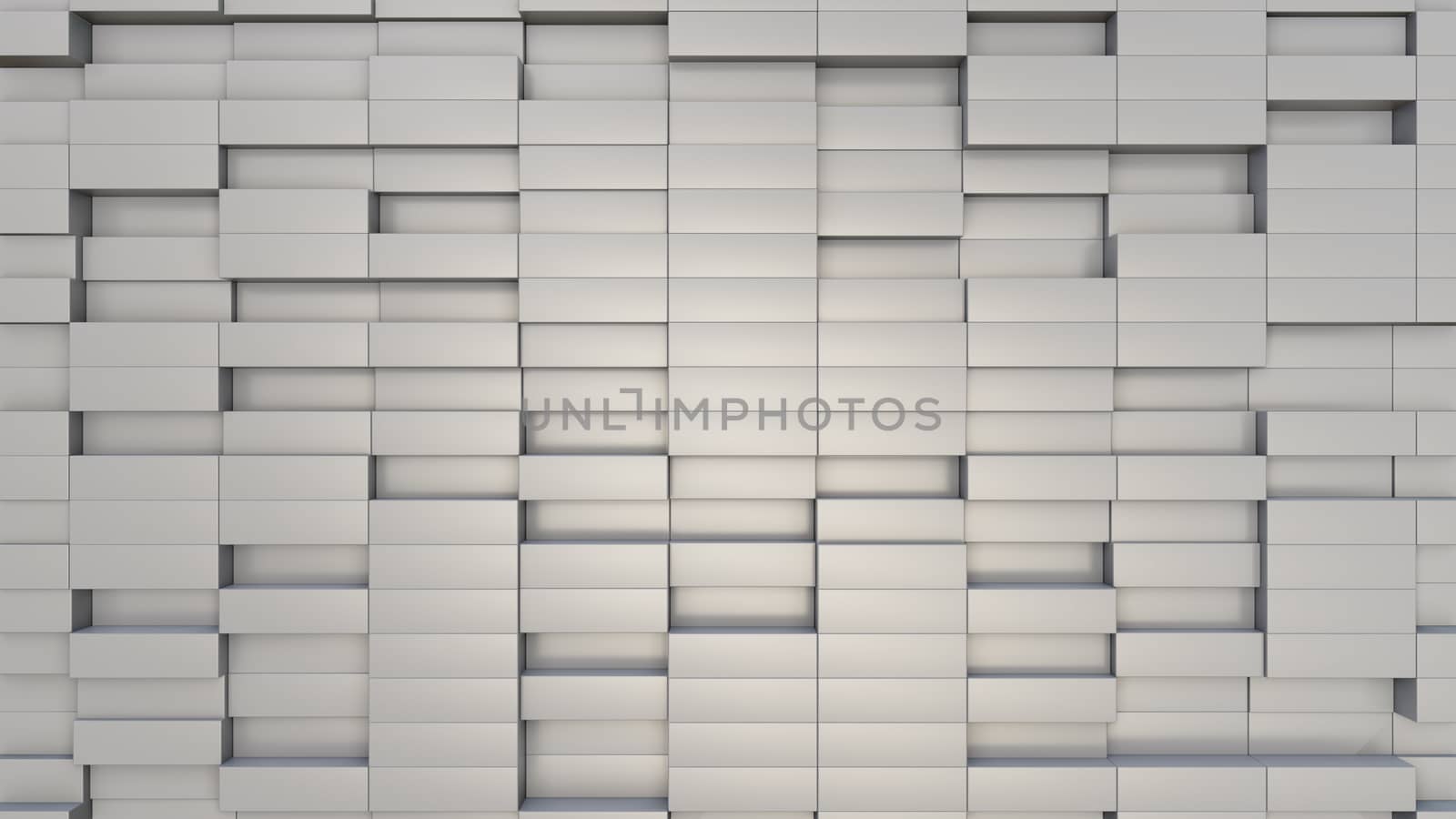 Abstract 3D illustration of white cubes background. Random displacement. Good background