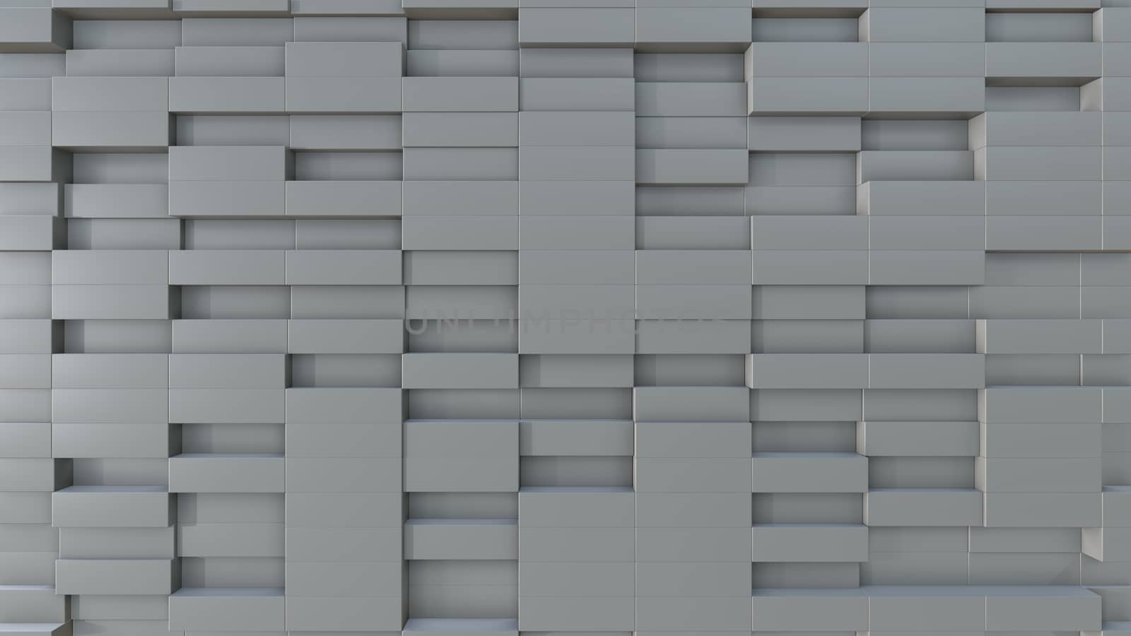 Abstract 3D illustration of white cubes background. Random displacement. Good background