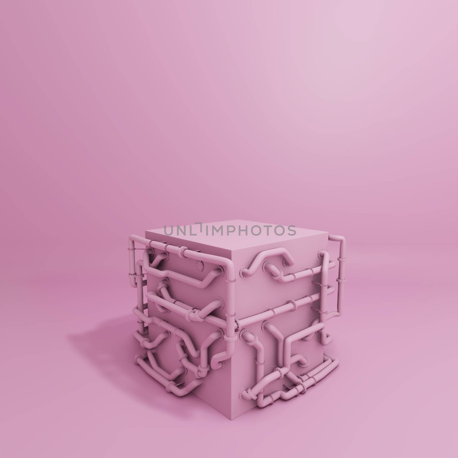 Pink Pastel Product Box Stand With Pipes by cherezoff