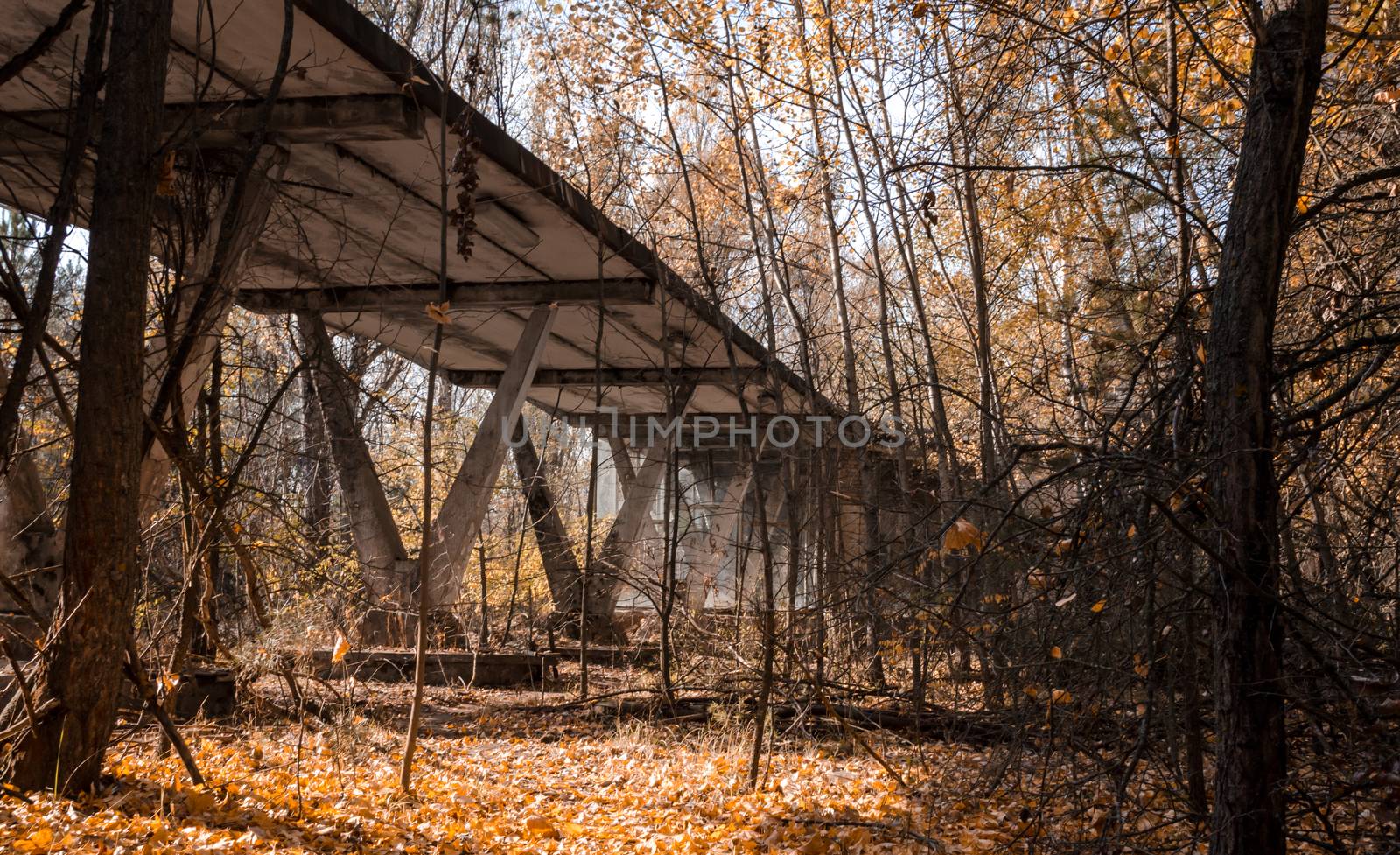 abandoned contaminated radioactive park in Chernobyl Ukraine on an autumn day
