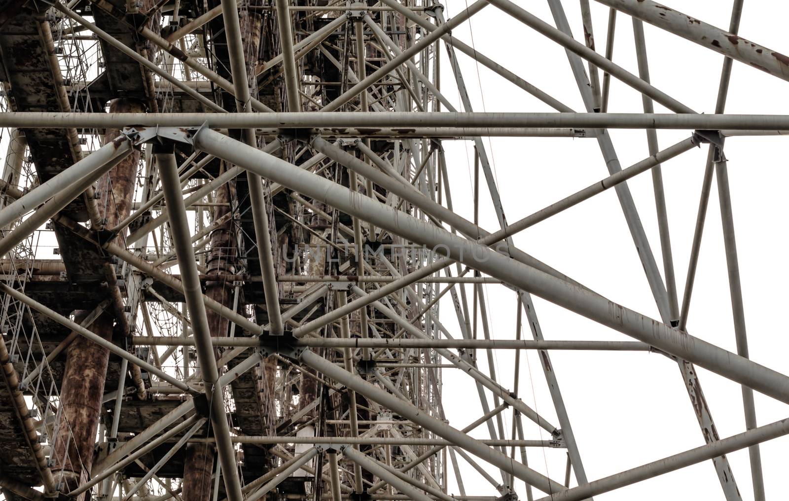 abstract pattern huge tall army military antenna in Chernobyl Ukraine