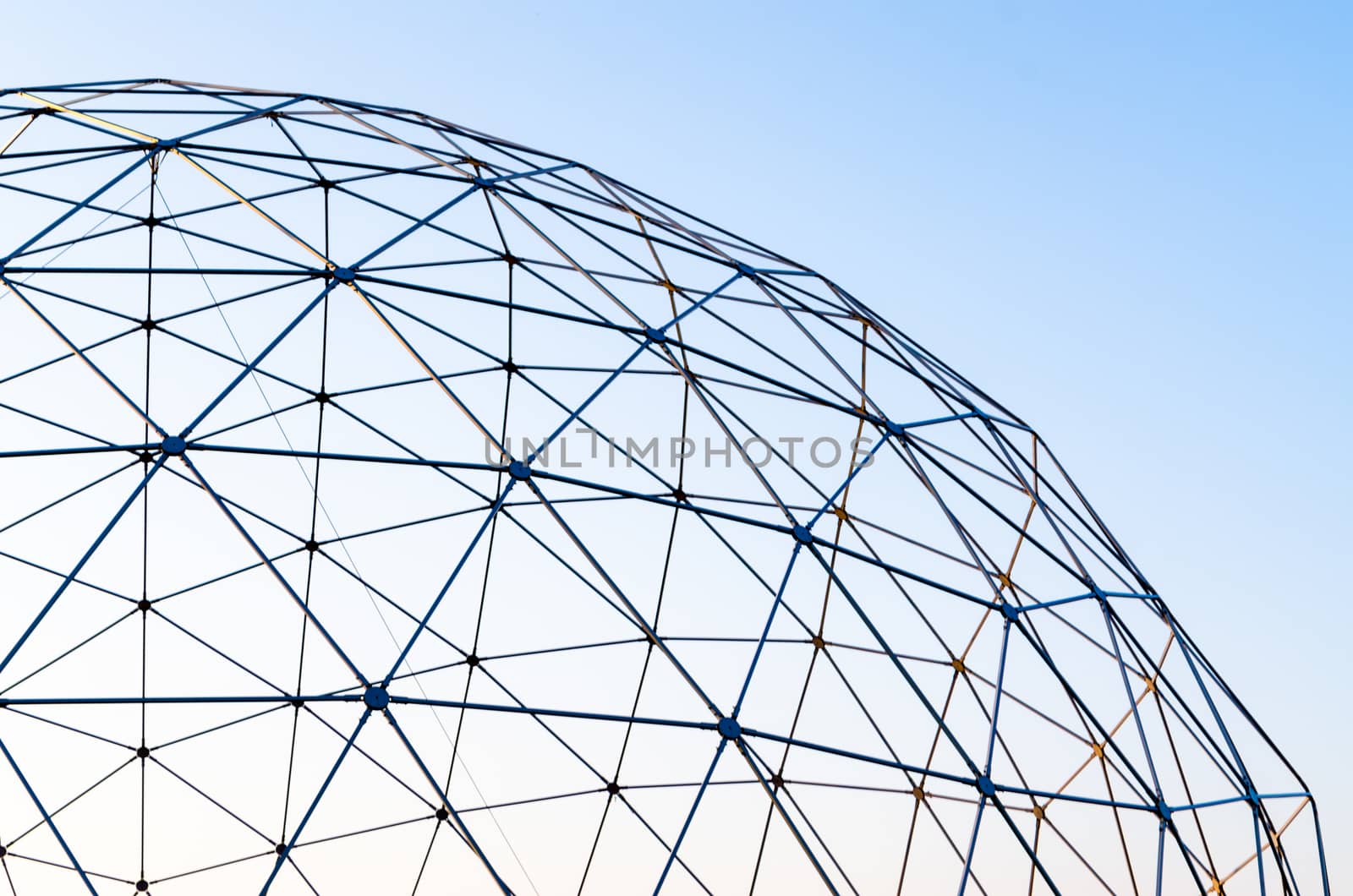 abstract background modern architecture construction sphere on a blue background isolated