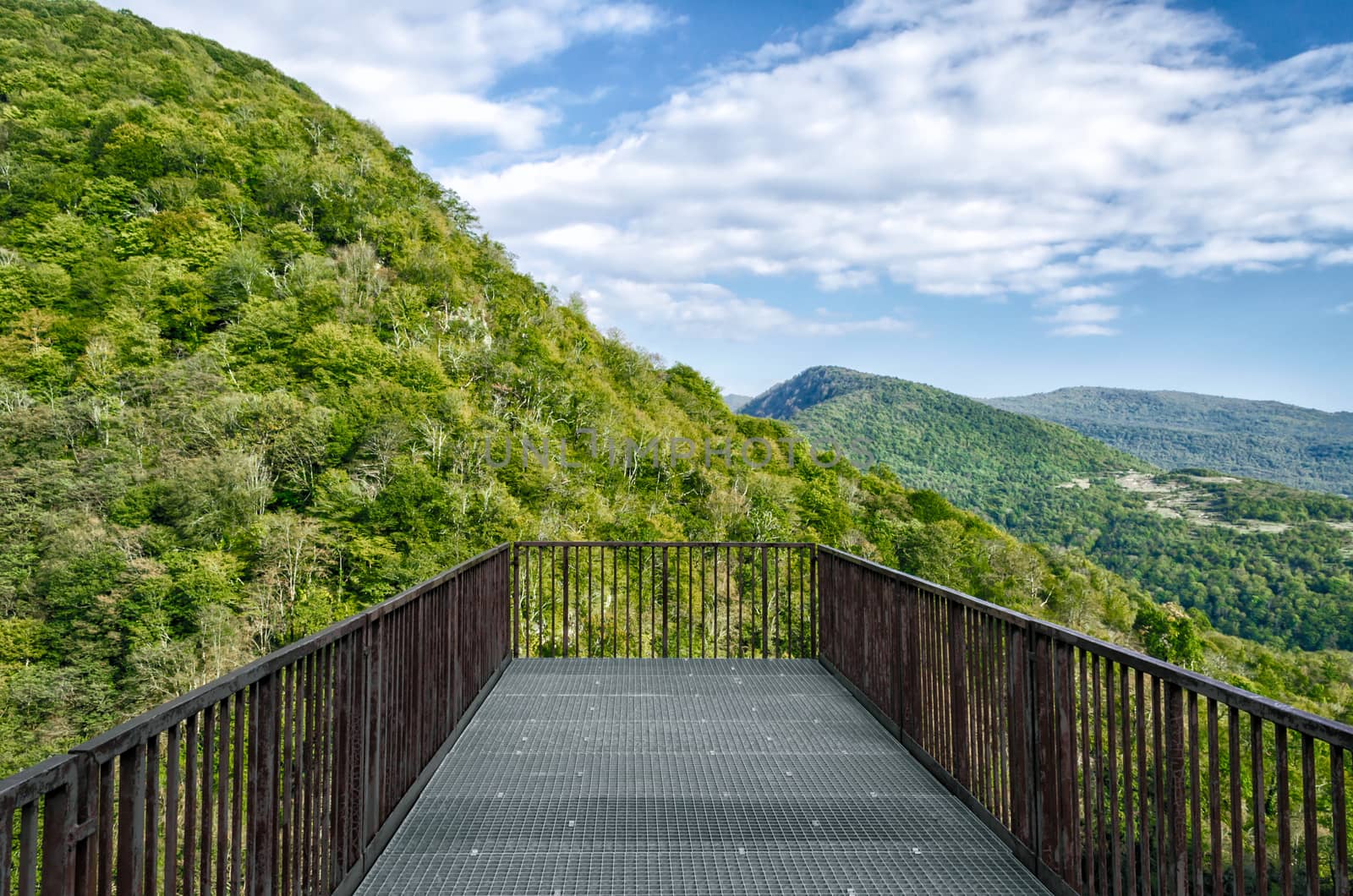 observation deck in canyon in Georgia in autumn without people