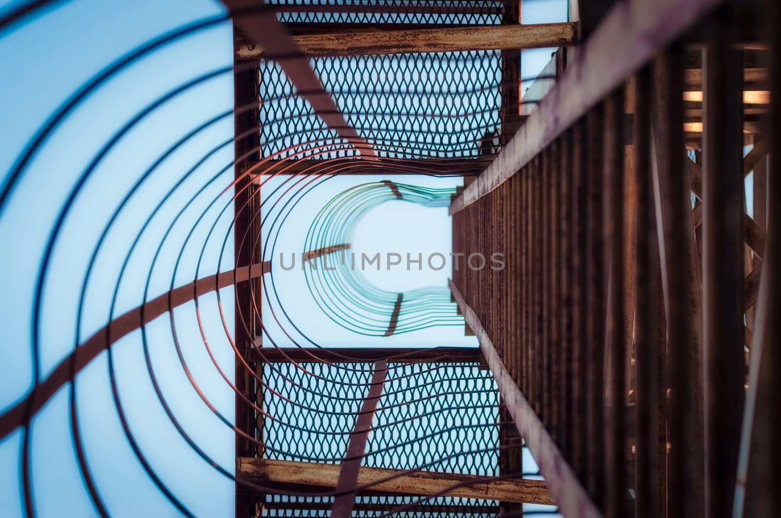 metal construction with stairs steps in perspective view