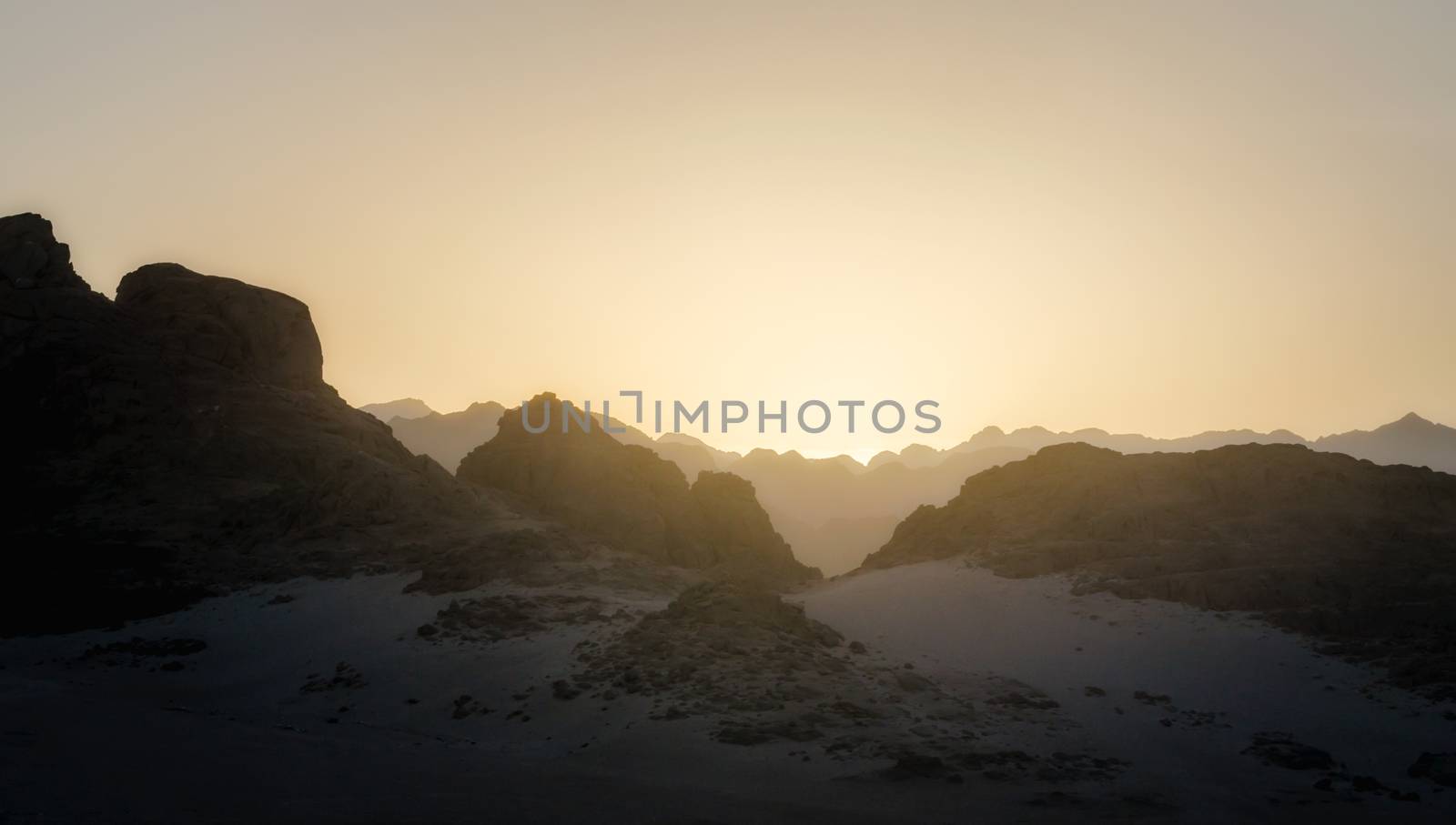 sunset in the mountains in the desert in Egypt in Sharm El Sheikh