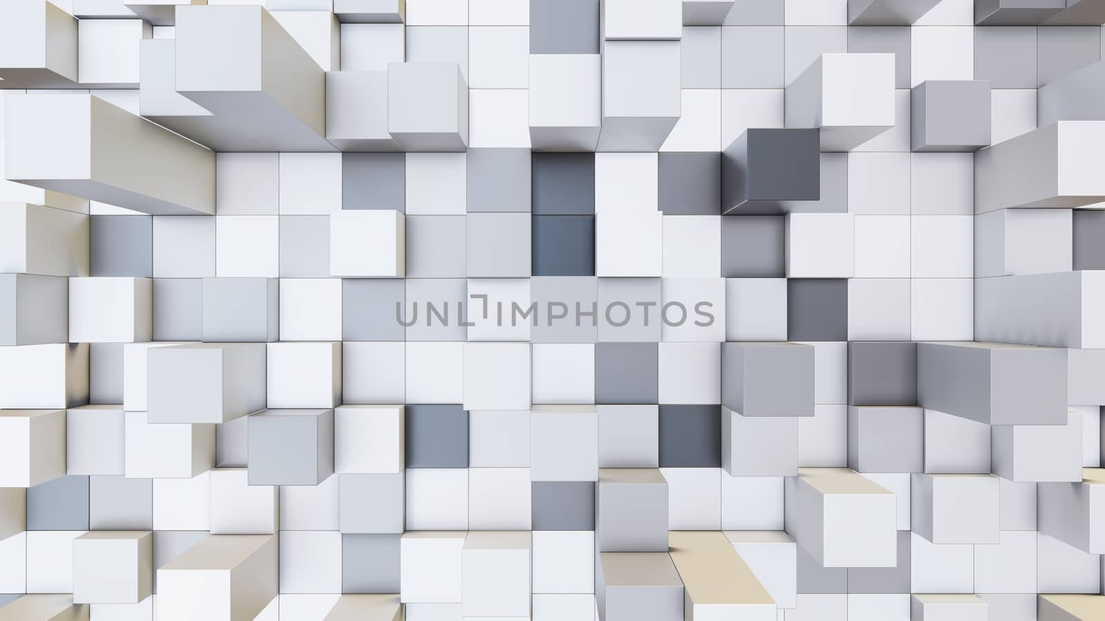 Abstract 3D illustration of colorful cubes background. Random displacement. Good background