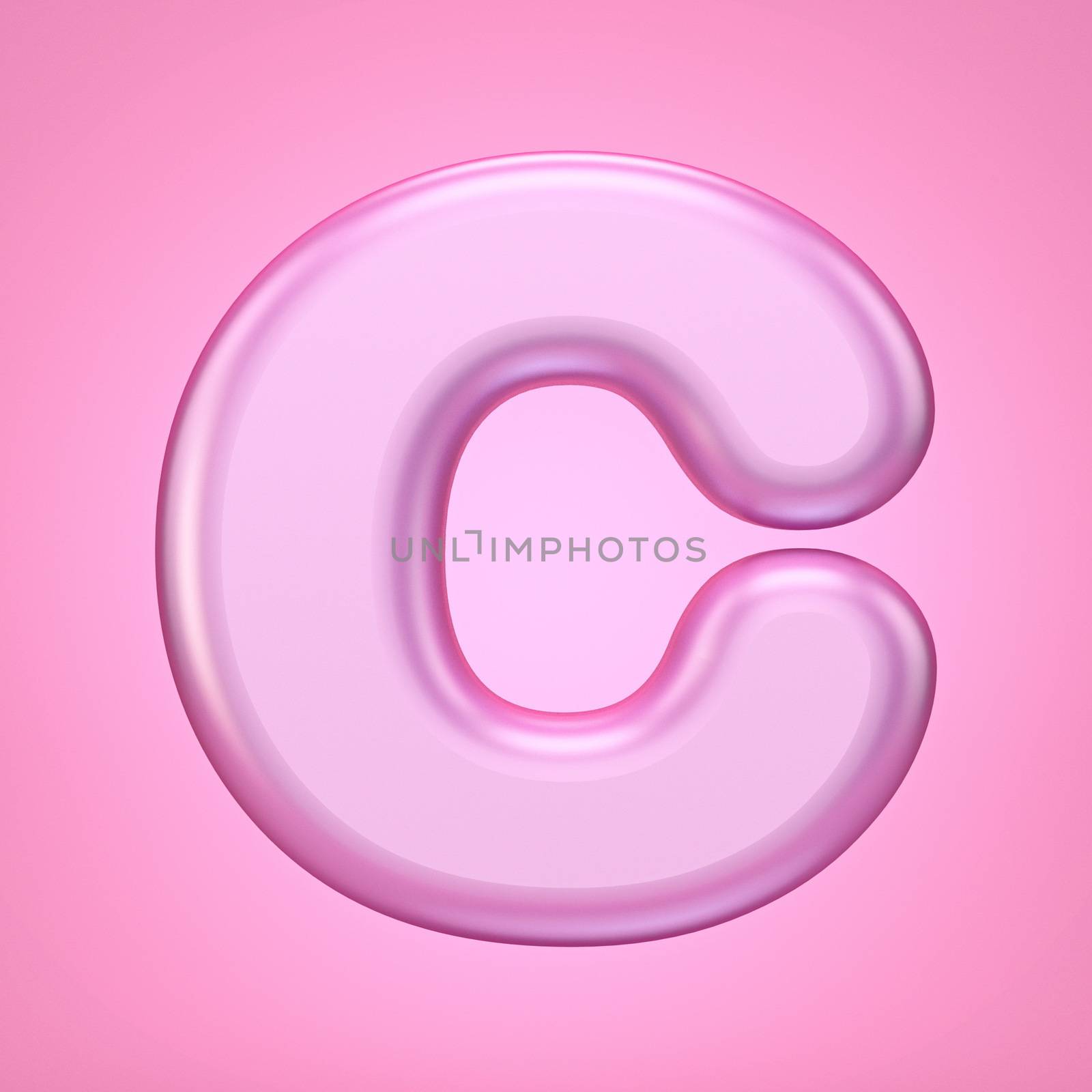 Pink font Letter C 3D rendering illustration isolated on white background