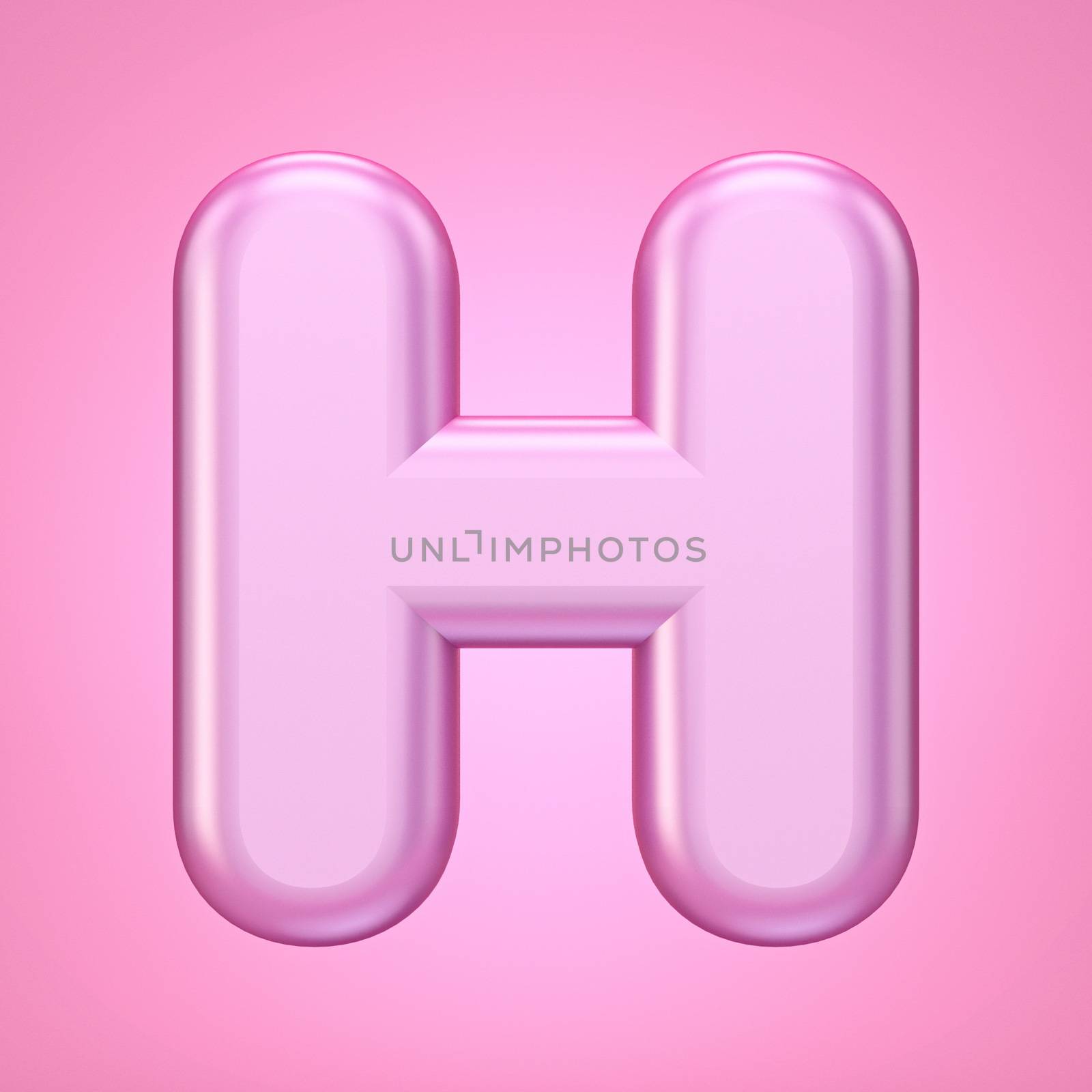 Pink font Letter H 3D rendering illustration isolated on white background