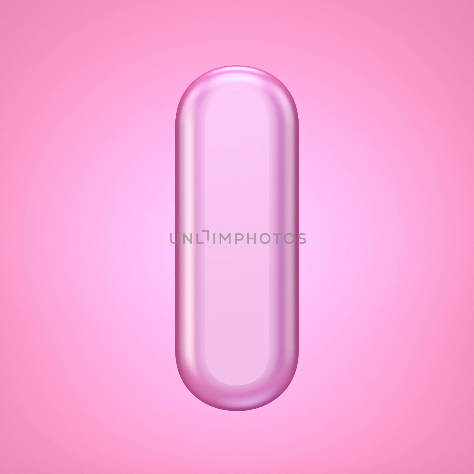 Pink font Letter I 3D rendering illustration isolated on white background