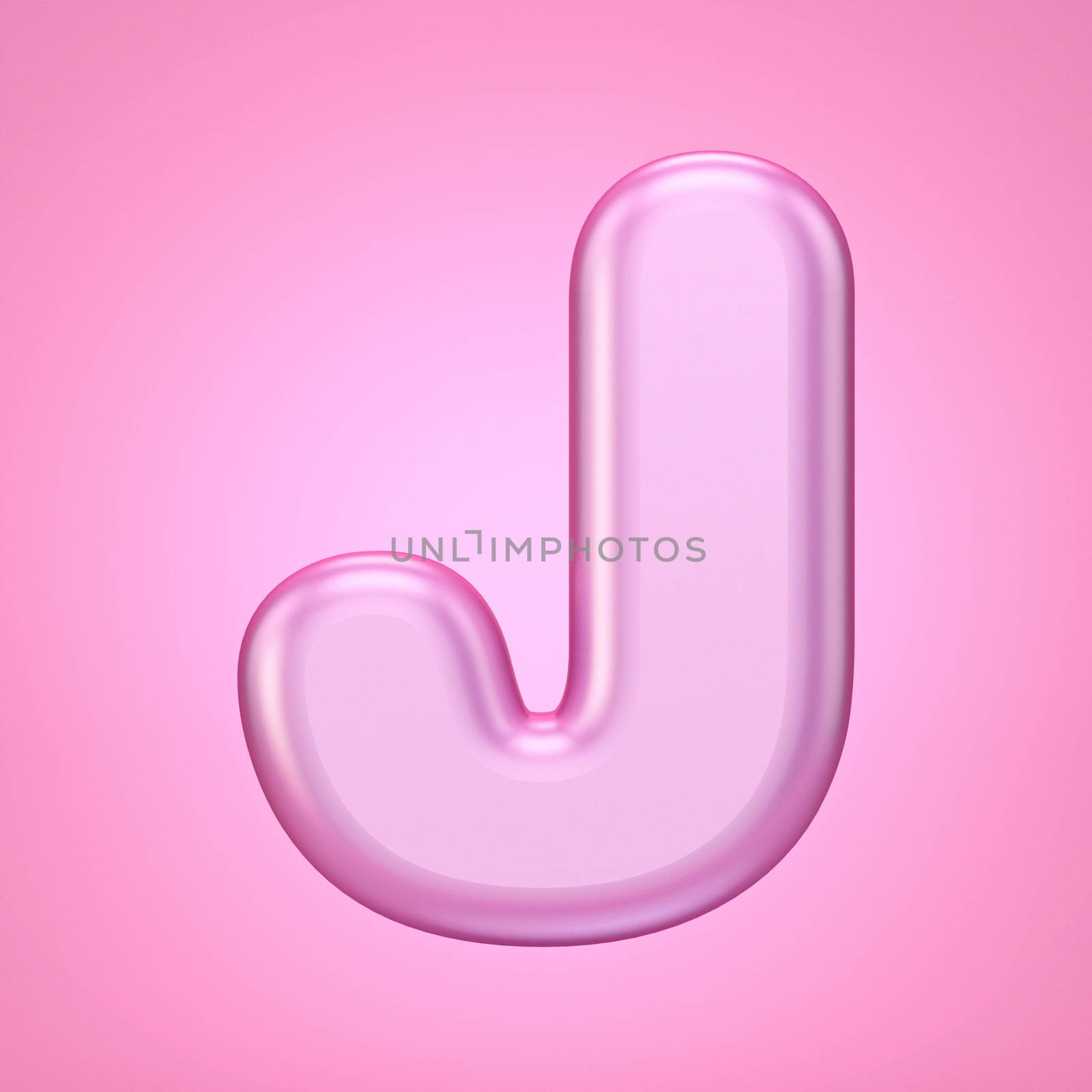 Pink font Letter J 3D rendering illustration isolated on white background