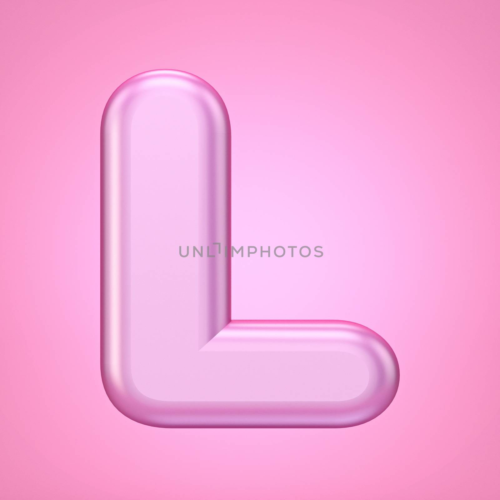 Pink font Letter L 3D rendering illustration isolated on white background