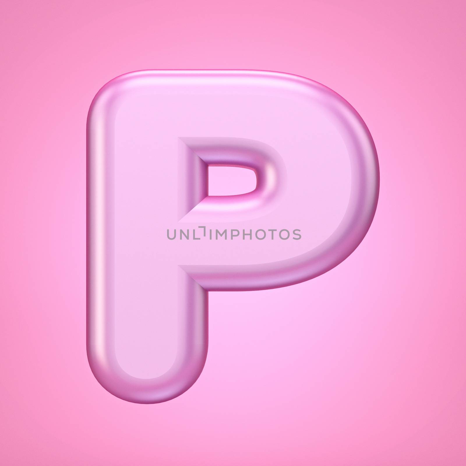 Pink font Letter P 3D rendering illustration isolated on white background
