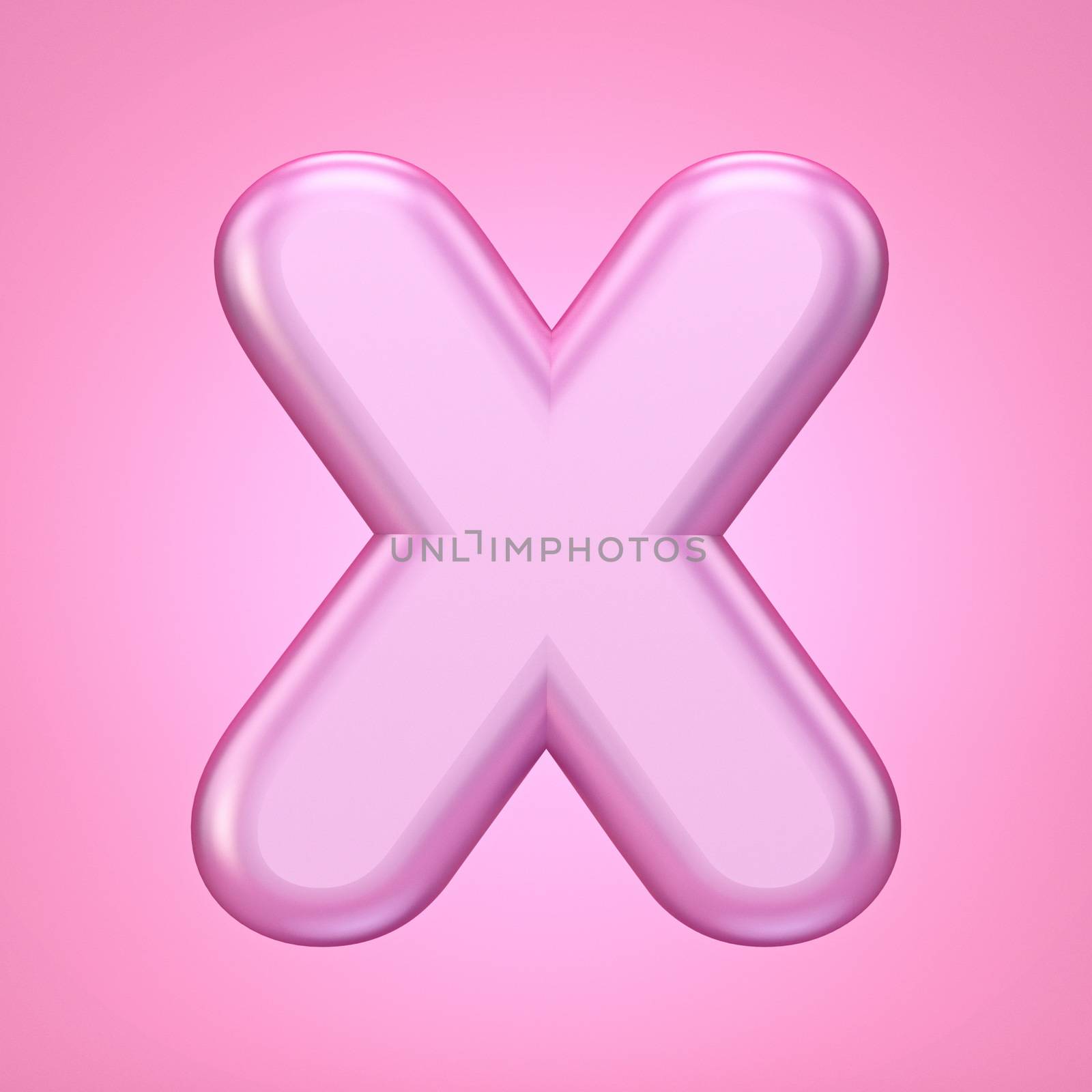 Pink font Letter X 3D rendering illustration isolated on white background