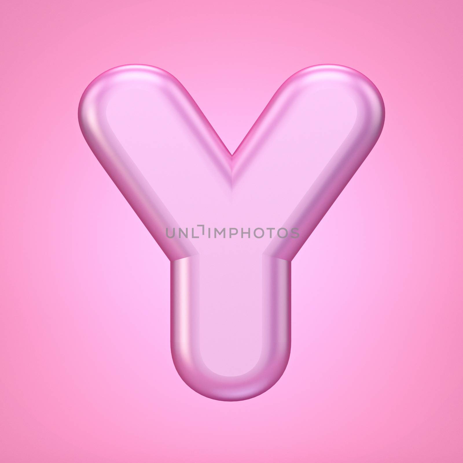 Pink font Letter Y 3D rendering illustration isolated on white background