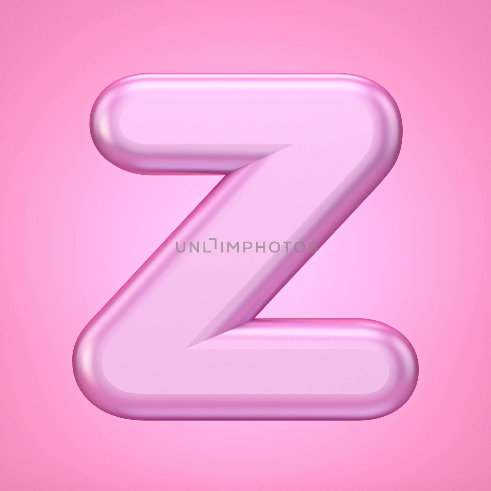 Pink font Letter Z 3D rendering illustration isolated on white background