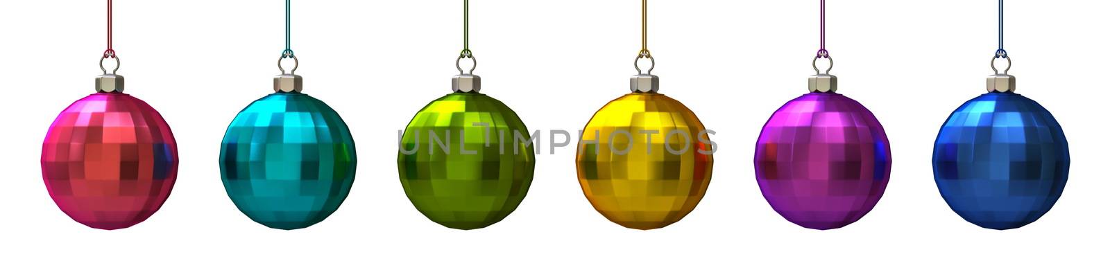 Set of colorful Christmas balls 3D rendering illustration isolated on white background