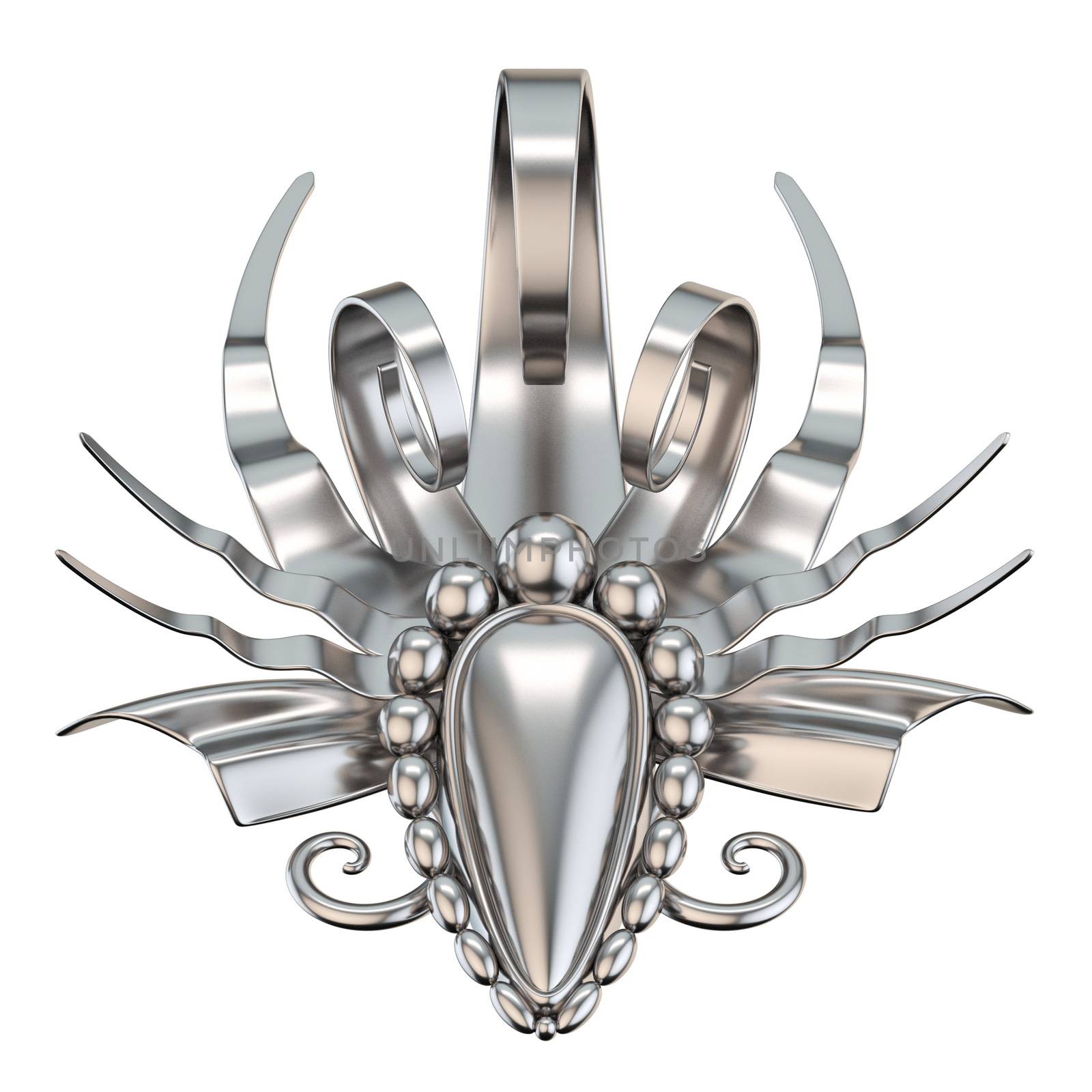 Abstract floral silver decoration 3D by djmilic