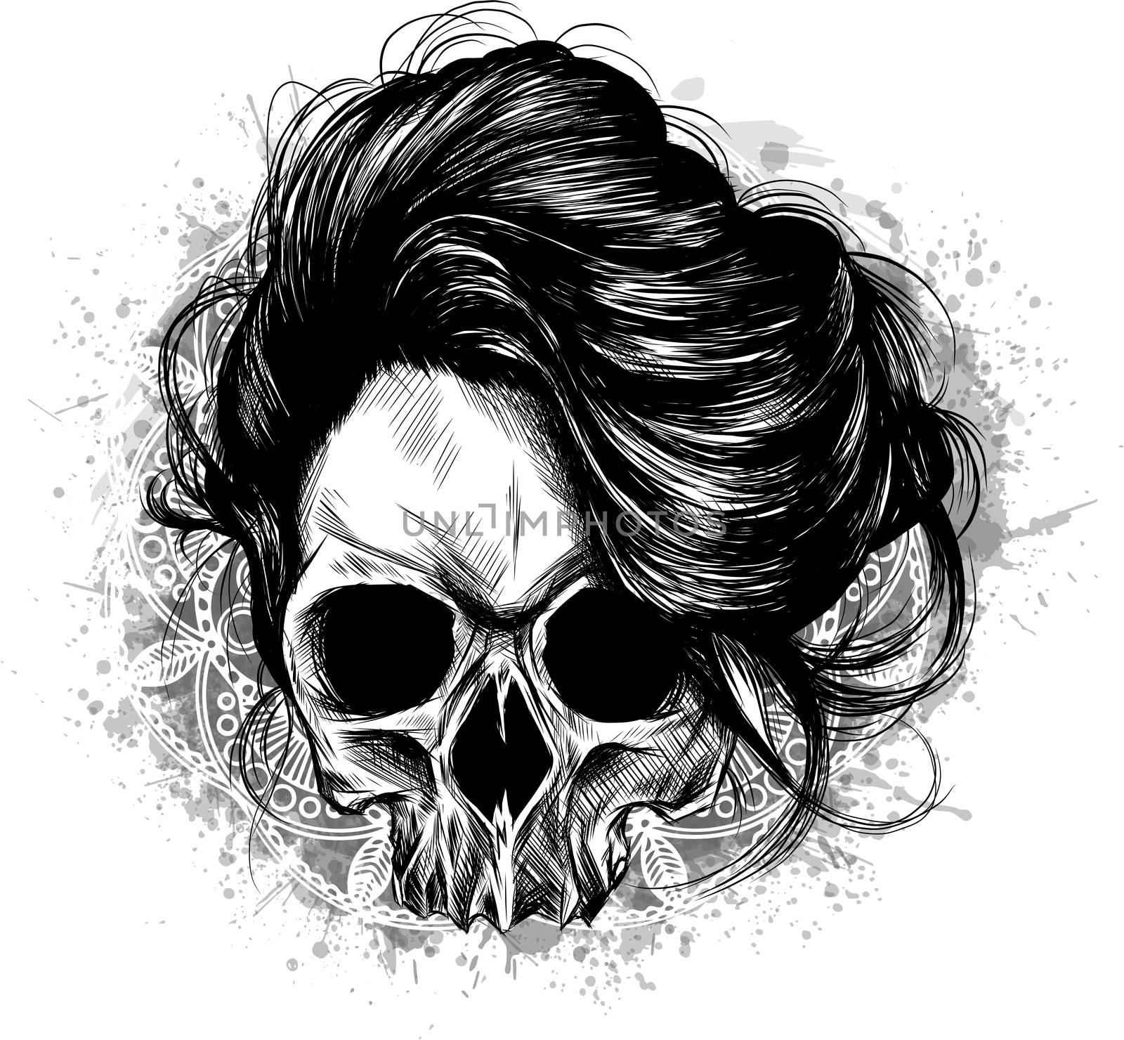 Day of dead girl black and white illustration