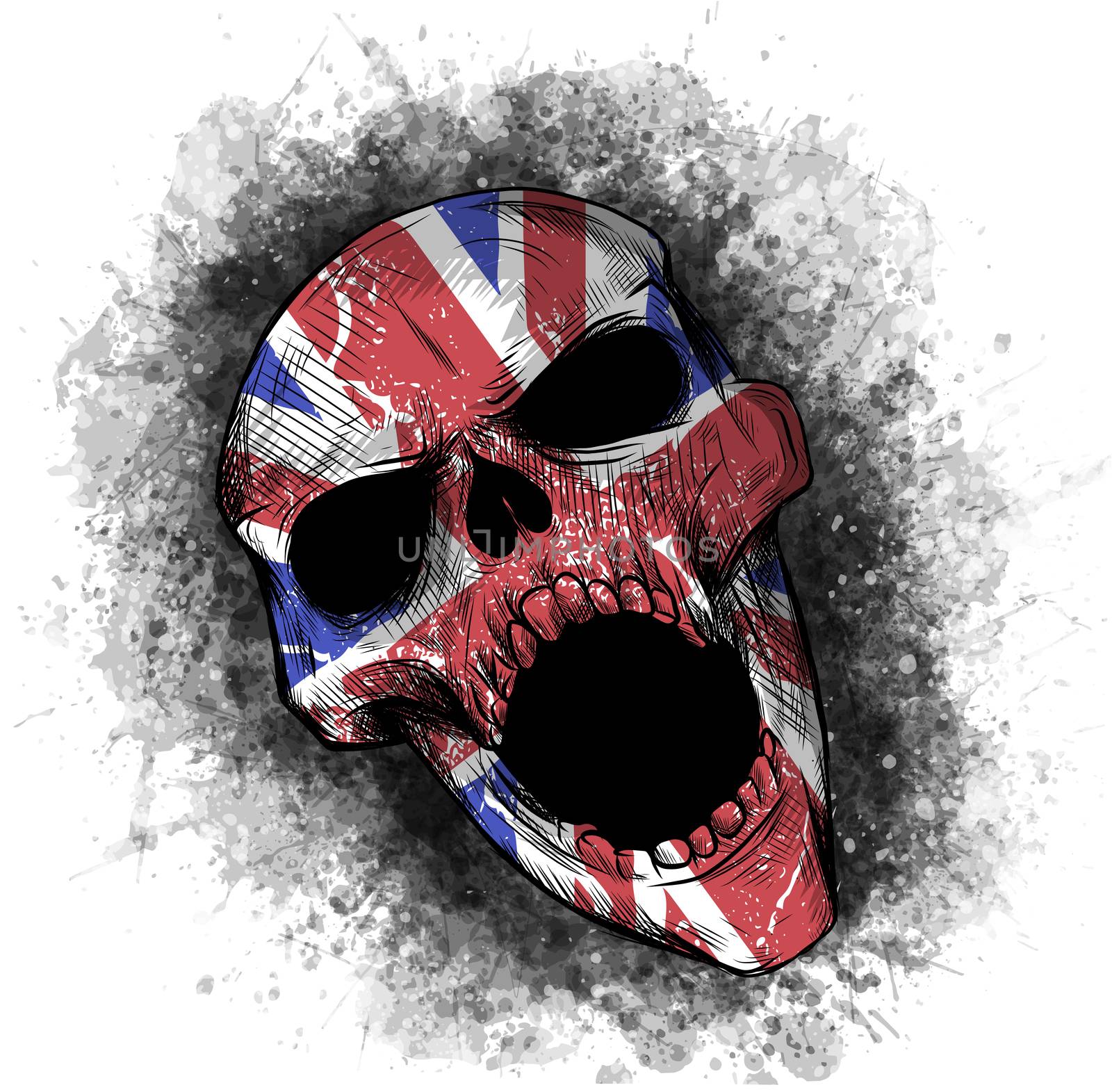 great britain Flag painted on a skull