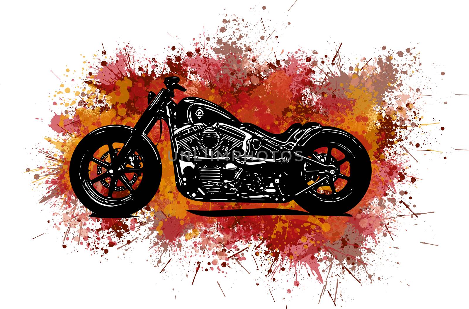 watercolor colorful motorcycle isolated on white