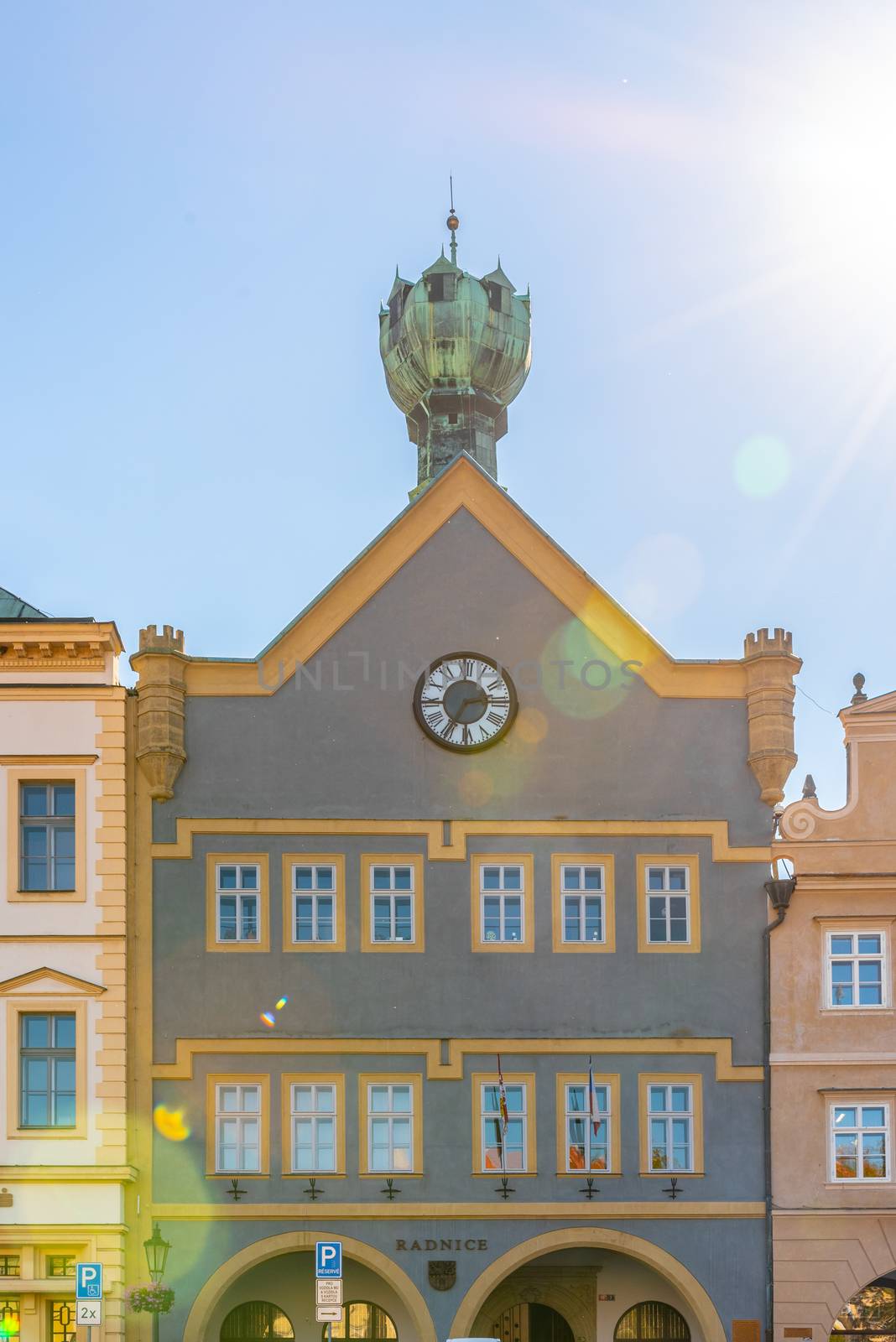 Chalice house - historical renaissance building with chalice-shaped dome on the roof, Litomerice, Czech Republic by pyty