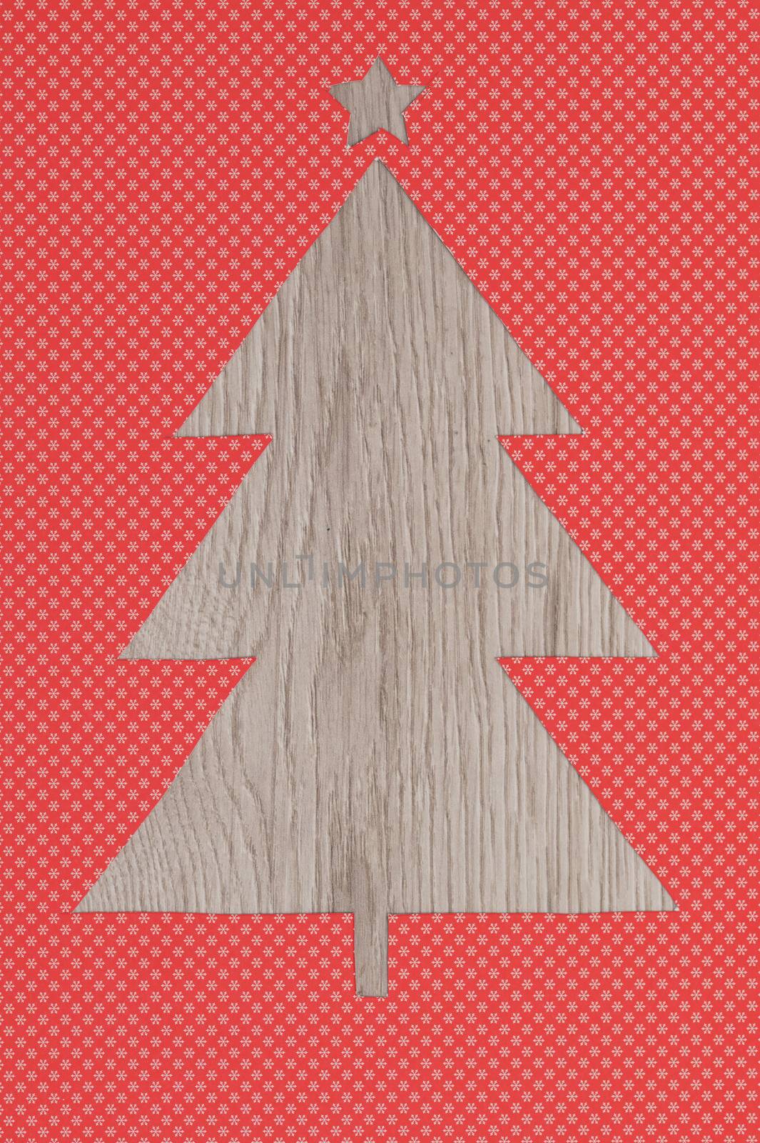 Christmas Tree Paper Shape With Wooden Background