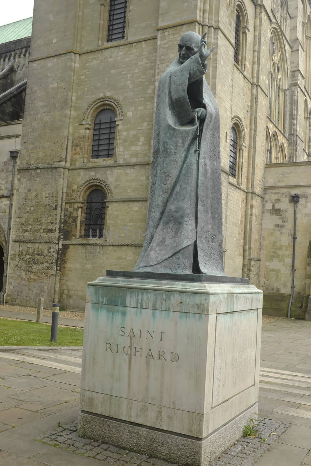 Statue of Saint Richard in the grounds of Chichester Cathedral,UK.