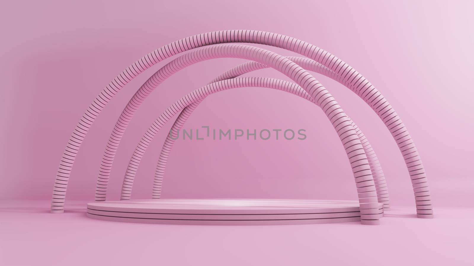 3D rendering, Abstract Geometric Background, Modern Minimalistic Mock Up, Pink Pastel Colors. Empty Space