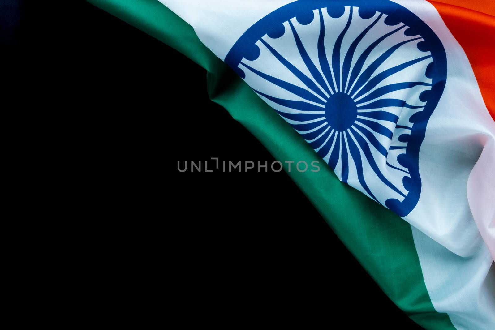 National flag of India on black background for Indian Independen by mikesaran