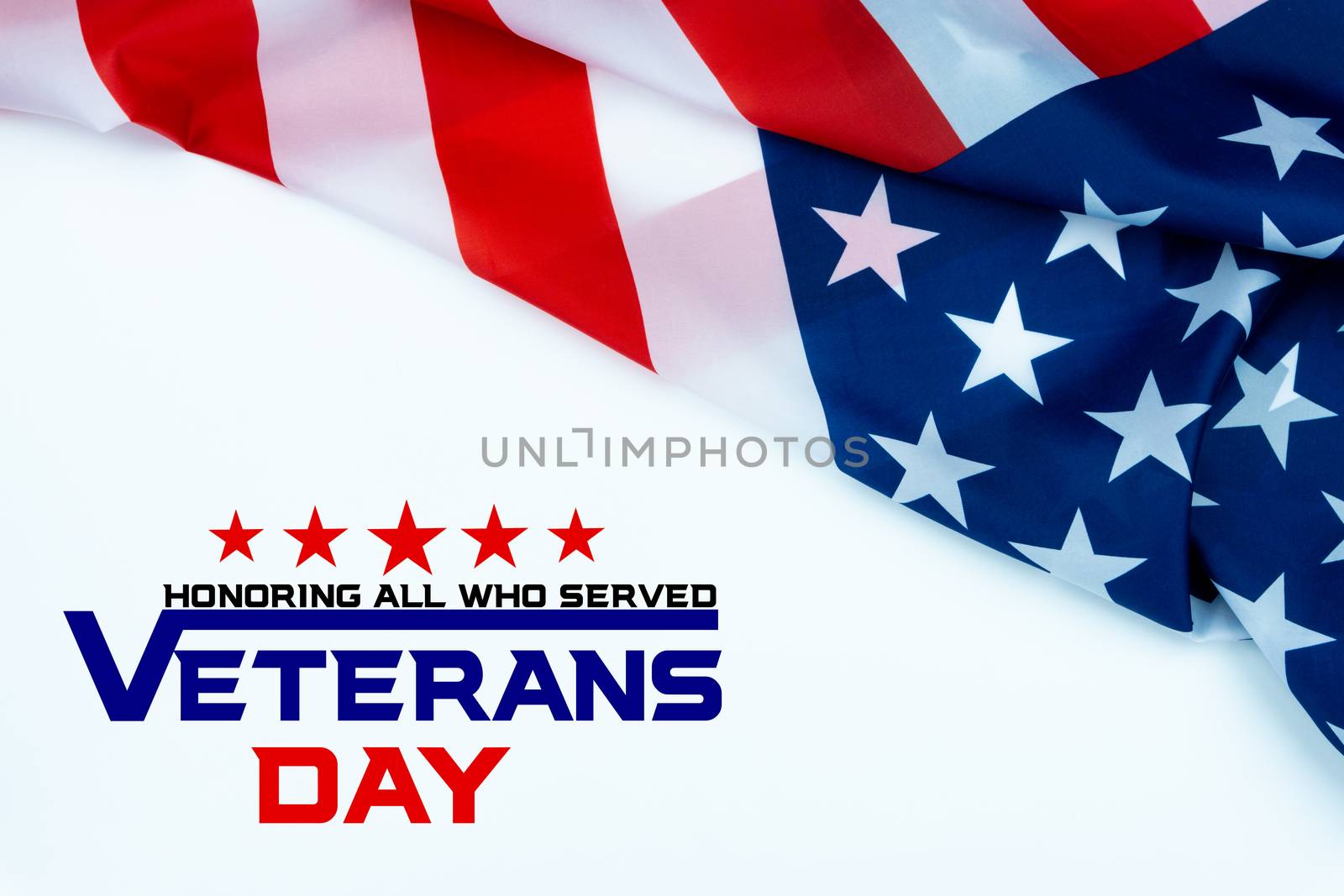 Happy Veterans Day with American flags on white background. by mikesaran