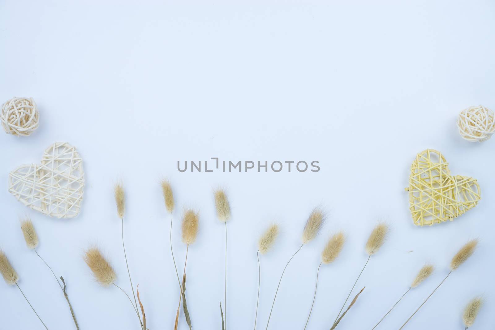 Frame of autumn leaves. Dried leaves, pumpkins, flowers on white by mikesaran