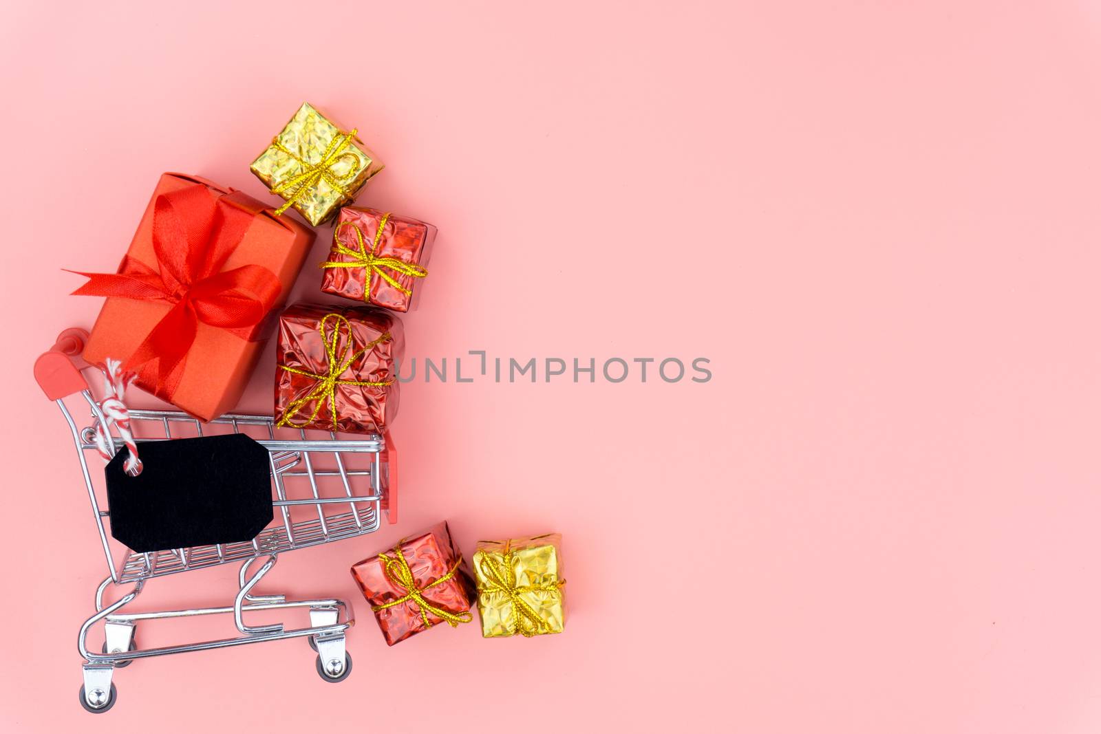 Online shopping of China, The shopping cart and Christmas boxes  by mikesaran