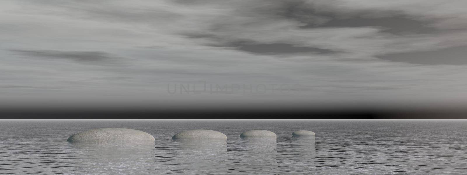 beautiful meditation landscape on the ocean - 3d rendering by mariephotos