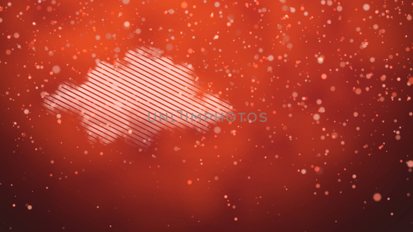 2d illustration with a striped cloud on a red background and falling particles. Pattern with copy text.