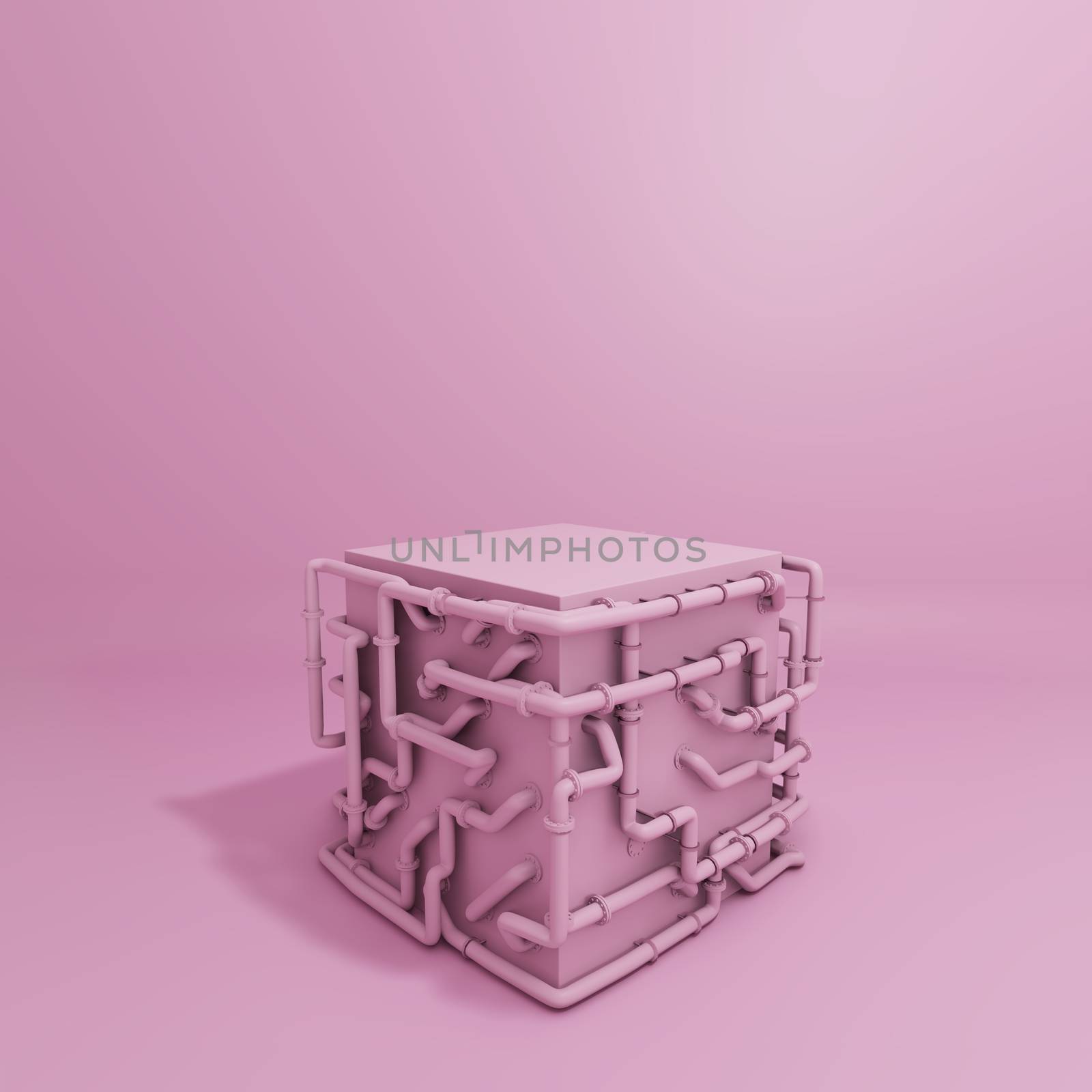 Pink Pastel Product Box Stand With Pipes by cherezoff