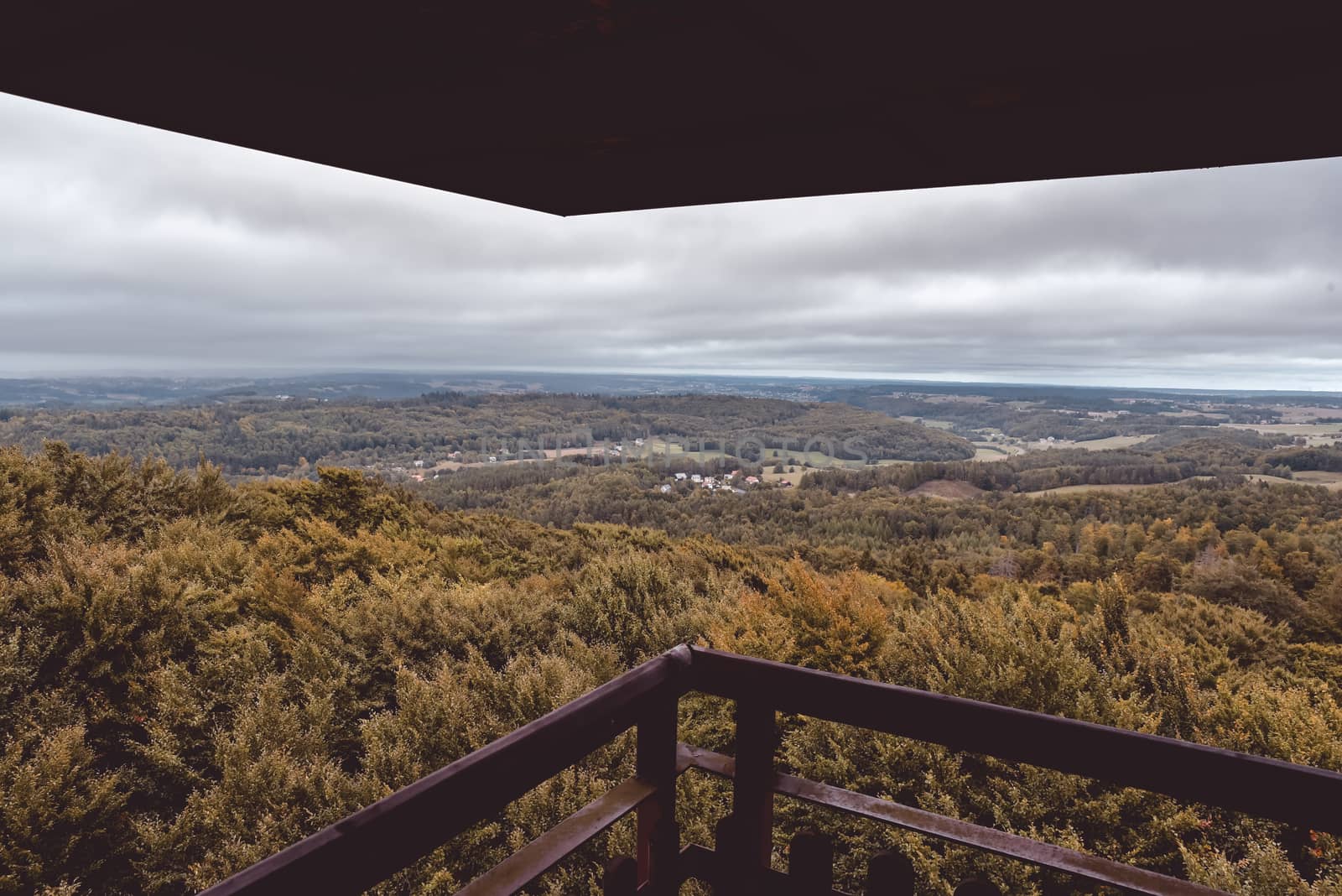 Aerial view from watch-tower over   Kashebe area in Poland