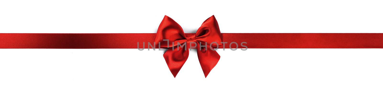 Elegant satin red ribbon bow isolated on white background