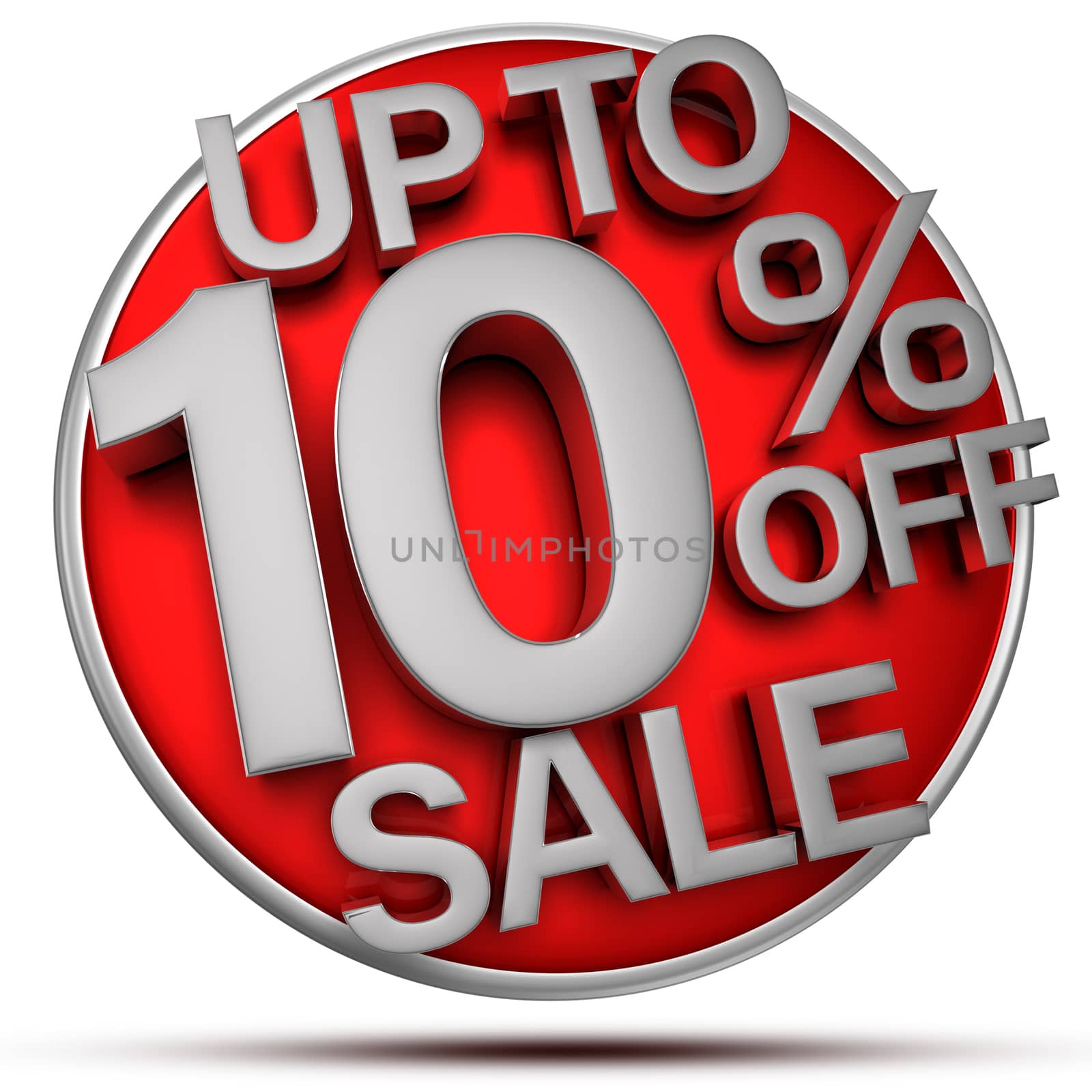 Up to 10% off sale 3d rendering on white background.(with Clipping Path).
