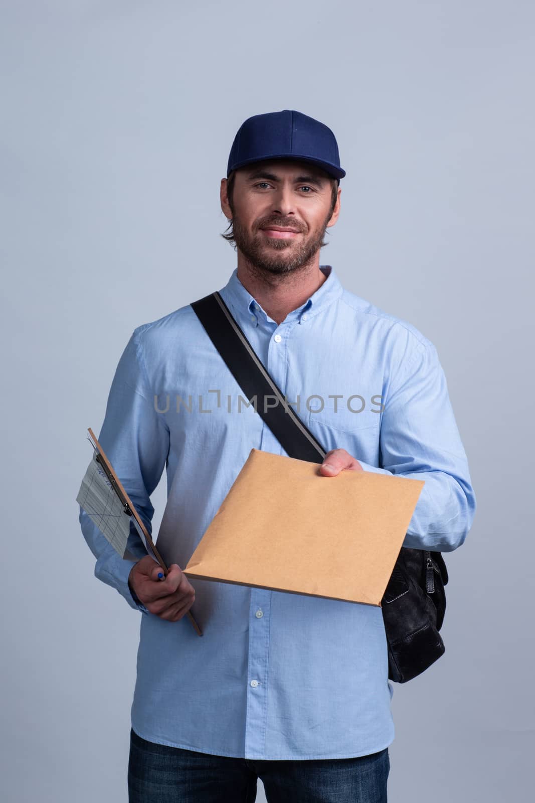 Postman Delivering Mail delivery man giving envelope