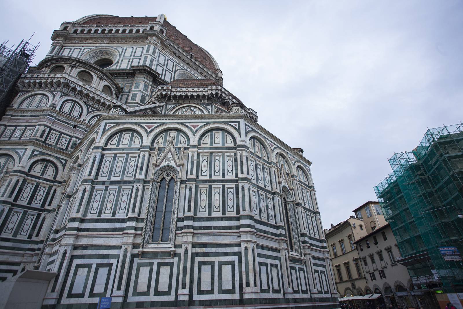 Detail of the Cathedral of Florence taken on a cloudy day with the light that enhances the colors