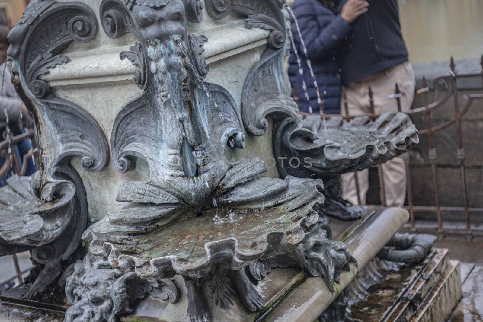 Artistic and decorated Public fountain in Florence