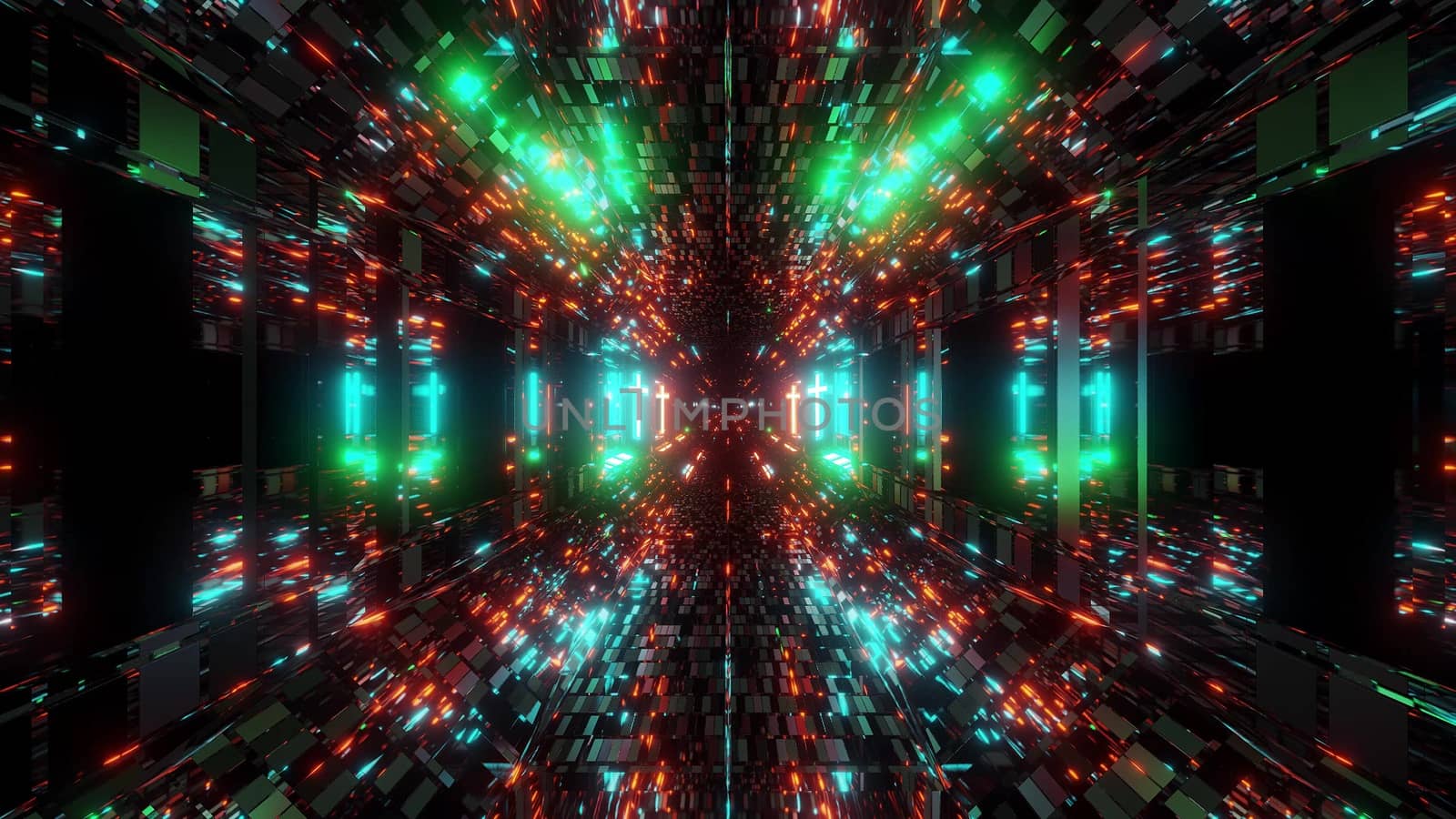 futuristic reflective scifi tunnel with glowing holy christian cross 3d illustration background wallpaper by tunnelmotions