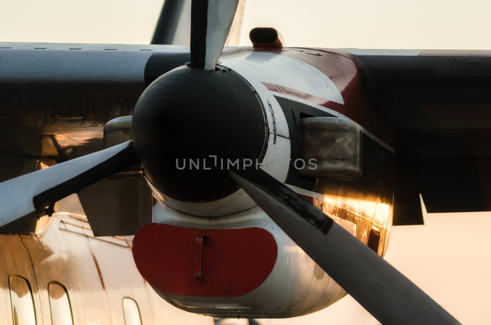 propeller blades of an old vintage airplane closeup