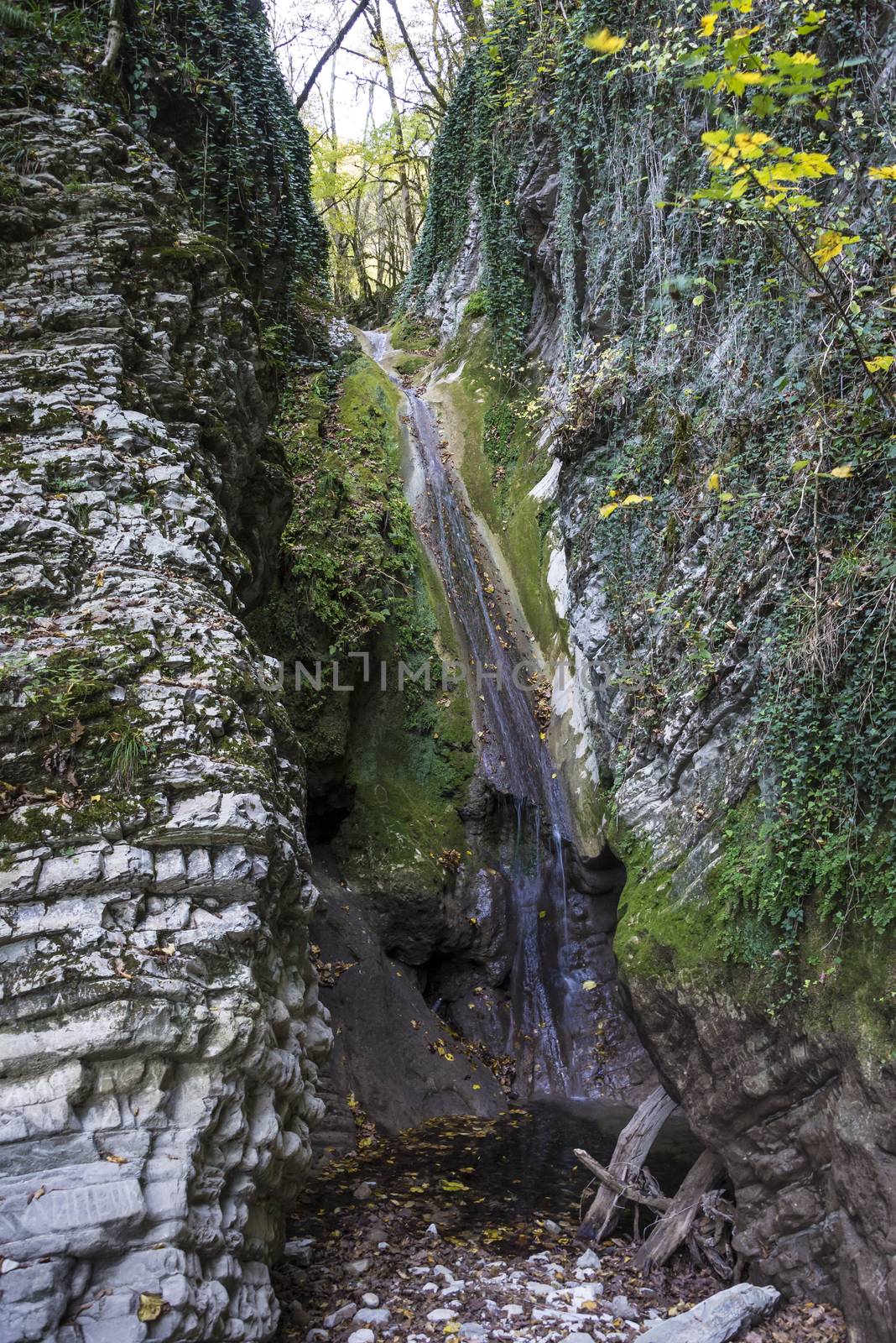 Waterfall Miracle beauty in Lazarevsky district of Sochi, Russia. 7 November 2019.