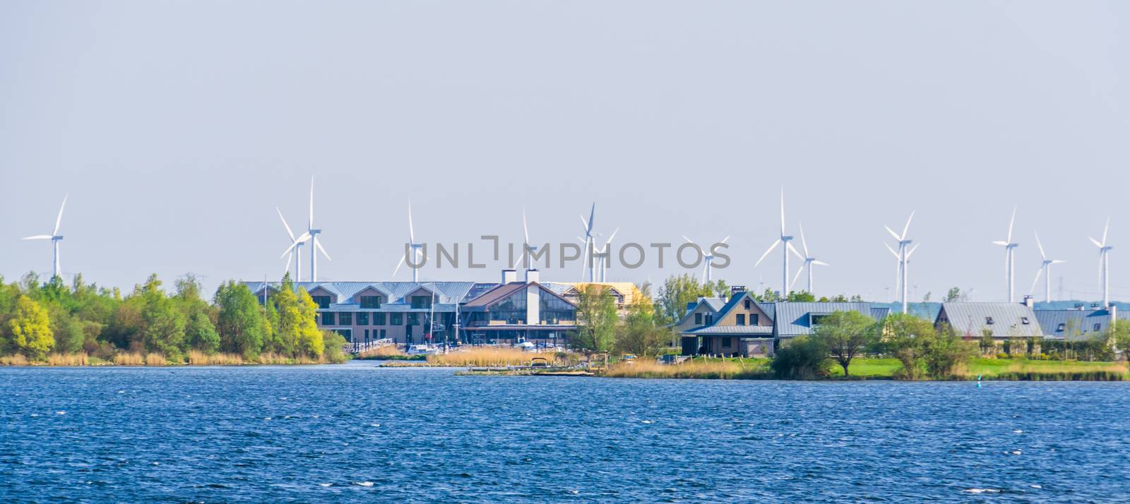 city scenery of Tholen with water, oosterschelde, Bergsebdiepsluis, Zeeland, The Netherlands